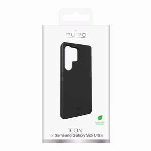 Puro Icon silikoninen suojakuori Samsung Galaxy S25 Ultra -puhelimelle - musta