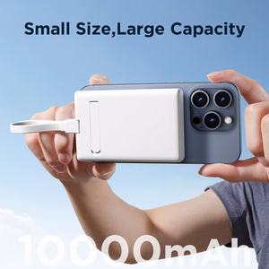 Powerbank Joyroom JR-PBM01 magneettinen 10000mAh 20W jalustalla + Lightning-kaapeli - USB-C - valkoinen
