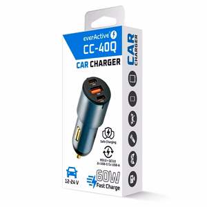 Autolaturi everActive CC-40Q USB QC3.0 + 2x USB-C PD 60W