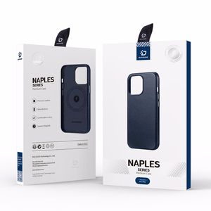 Dux Ducis Napoli kotelo iPhone 14 Plus magneettinen nahkakotelo MagSafe sininen