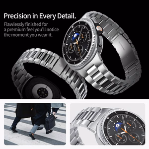 Spigen Modern Fit -hihna Galaxy Watch 8 / Classic (40 / 44 / 46mm) hopeinen