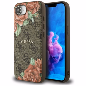 Guess 4G Flowers Print MagSafe Suojakuori iPhone 16e:lle - Ruskea
