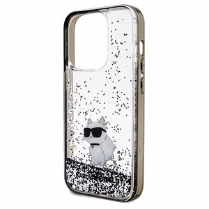 Karl Lagerfeld Liquid Glitter Choupette -suojakuori iPhone 14 Pro Maxille - läpinäkyvä