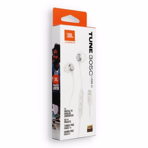 Langalliset kuulokkeet USB C JBL 305C valkoinen
