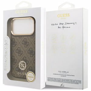 GUESS Suojakuori IPHONE 17 Pro MagSafe GUHMP17LP4GRMDEW (PU W/ 4G Strass Logo) ruskea
