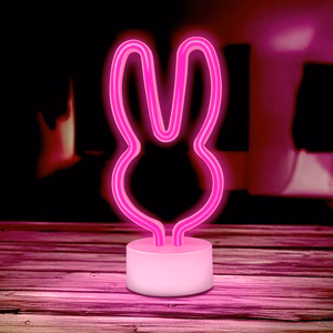 Neon LED jalustalla RABBIT vaaleanpunainen USB-C FSC-10 Forever Light