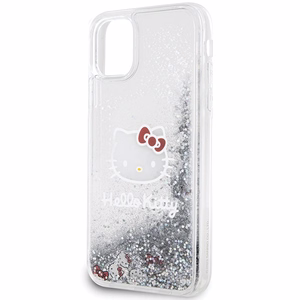 Hello Kitty Liquid Glitter Charms Kitty Head suojakuori iPhone 11 / Xr:lle - hopeinen