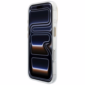 Guess IML 4G Script Metal -suojakuori iPhone 18 Pro / 17 Pro -malleille, valkoinen