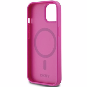 DKNY Nahkainen Kuvio Metallinen Logo MagSafe Suojakuori iPhone 15 / 14 / 13:lle - vaaleanpunainen
