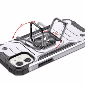 Wozinsky Ring Armor tapauksessa iPhone 14 panssaroitu kansi magneettinen haltija rengas hopea