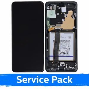 LCD-näyttö yhteensopiva Samsung G988 S20 Ultra kehyksellä / Cosmic Black / (Service Pack) + AKUN KANSSA