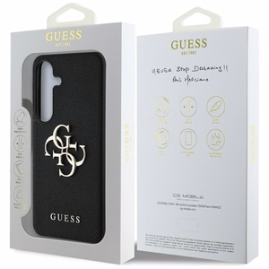 GUESS Suojakuori Samsung S25:lle GUHCS25SPGT4MBK (PU Grained Big 4G and Classic Logo) Musta