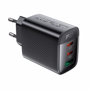 Acefast A108 GaN PD -seinälaturi, 67 W, 2 × USB-C, 1 × USB-A, musta
