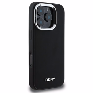 DKNY Plain Hopeinen Logo MagSafe iPhone 16 Pro:lle Suojakuori - Musta