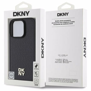 DKNY Repeat Pattern Stack Logo MagSafe Suojakuori iPhone 16 Pro:lle - musta