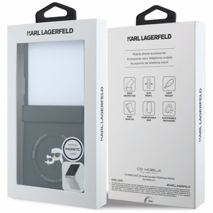 Musta Karl Lagerfeld Karl & Choupette Pins MagSafe -suojakuori Samsung Galaxy Z Flip8 -puhelimelle