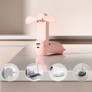 Jisulife käsituuletin Life8 Plus, kannettava USB-tuuletin 4500mAh varavirtalähdetoiminnolla ja taskulampulla - vaaleanpunainen