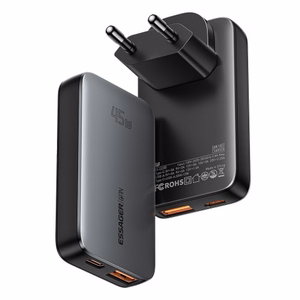 Charger Essager "GaN Ultra" Black 45W (1xPD / 1xQC3.0)