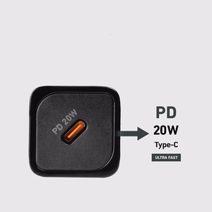 SBS TETRGAN1C20K 20W GaN USB-C seinälaturi Power Deliveryllä - musta