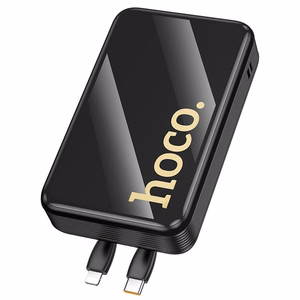 Hoco Q37A -varavirtalähde 20000 mAh QC PD 22,5W sisäänrakennetuilla kaapeleilla USB-C + Lightning, musta