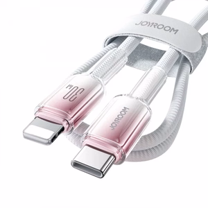 Joyroom S-A42 Crystal-Clear Series 30W USB-C - Lightning -kaapeli 1,2 m - valkoinen