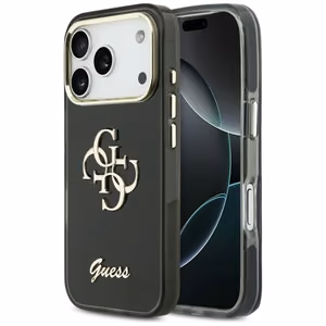Guess IML 4G Script Metal Suojakuori iPhone 17 Pro:lle - Musta