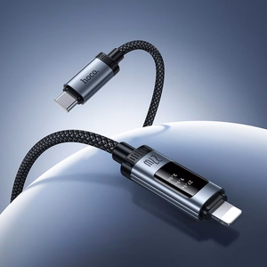 Hoco U148 datakaapeli digitaalisella näytöllä USB C - Lightning PD 27W 1,2 m musta