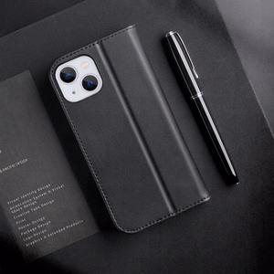 Dux Ducis Hivo Nahka Flip Cover Aitoa nahkaa Lompakko korteille ja asiakirjoille iPhone 14 Plus Musta