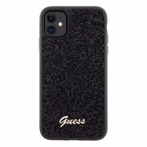 Guess Disco Metal Script -suojakuori iPhone 11 / Xr:lle - musta