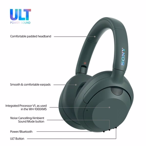 Sony ULT WEAR – langattomat Bluetooth-kuulokkeet ULT POWER SOUND -äänellä, syvällä bassolla, melunvaimennuksella ja jopa 30 h akulla