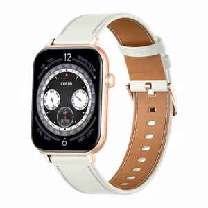 Colmi C28 Smartwatch Gold with White Leather Strap