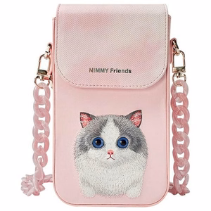 NIMMY 3in1-setti puhelinlaukku + Lompakko + GPS-suoja BIG EYED PET 2.0 Kissa vaaleanpunainen