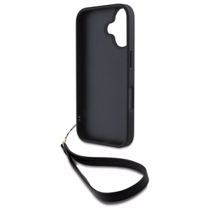DKNY Wrist Strap Stock Logo Suojakuori iPhone 16:lle - musta