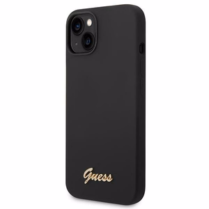 Guess GUHCP14MSLSMK iPhone 14 Plus 6.7 "musta / musta kova kotelo Silikoni Vintage Gold Logo