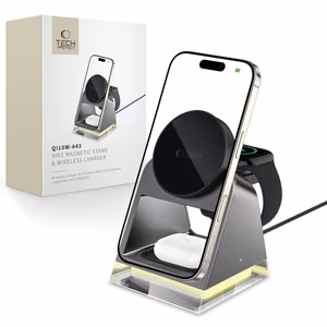 Tech-Protect QI15W-A43 3in1 Langaton Laturi MagSafe:lla Apple-laitteille - musta