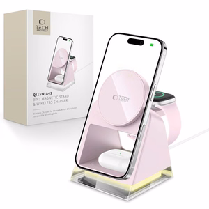 Tech-Protect QI15W-A43 3in1 MagSafe induktiivinen laturi - vaaleanpunainen