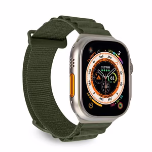 Puro Extreme Nylon Hihna Apple Watch 42 / 44 / 45 / 49 mm:lle - Tummanvihreä