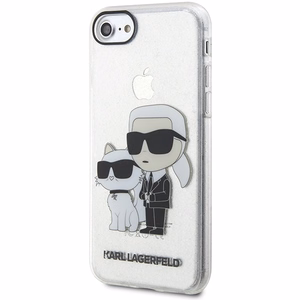 Karl Lagerfeld KLHCI8HNKCTGT läpinäkyvä kova suojakuori iPhone 7/8/ SE 2020 / SE 2022 Glitter Karl&Choupette
