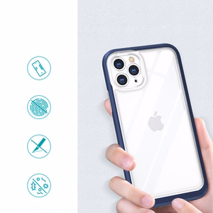 Clear 3in1 case for iPhone 11 Pro Max blue frame gel cover