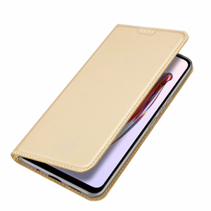Dux Ducis Skin Pro -suojakuori Xiaomi Redmi 11A / Poco C55 / Redmi 12C:lle läppäkorttijalustalla kultainen
