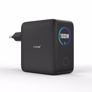 Matkalaturi X-ONE ChargeGo GaN LCD-näytöllä, 100W, 2x USB C – musta
