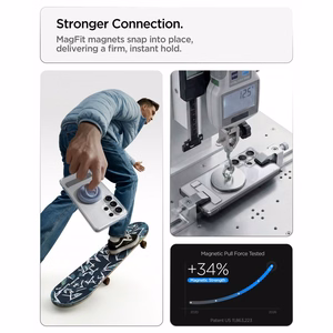 Spigen Ultra Hybrid S Mag MagSafe Suojakuori Samsung Galaxy S26 Ultra:lle - läpinäkyvä ja valkoinen