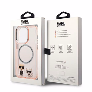 Karl Lagerfeld KLHMP14LHKCP iPhone 14 Pro 6.1 kovakuori vaaleanpunainen / vaaleanpunainen Karl & Choupette Aluminum Magsafe