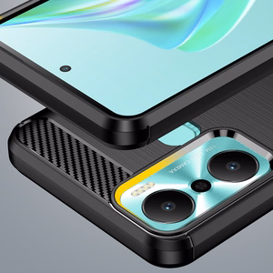 Carbon Case joustava silikoninen hiilikuitusuojakuori Infinix Hot 20 Play:lle musta