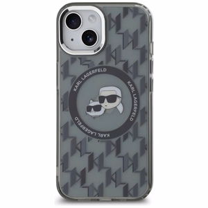 Karl Lagerfeld IML Monogram Karl & Choupette Head MagSafe Suojakuori iPhone 15 Plus:lle - Musta