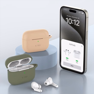 Tech-Protect Silikoninen Hook -suojakuori Apple AirPods Pro 1 / 2:lle - beige