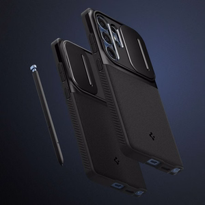 Spigen Optik Armor suojakuori Samsung Galaxy S25 Ultra -puhelimelle musta