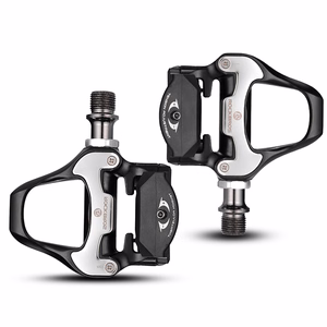 Rockbros LP-RD2BK Shimano SPD-SL -maantiepolkimet keltaisilla klosseilla – väri: musta ja hopea