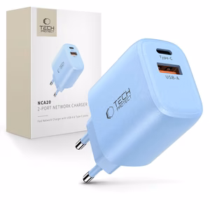 Tech-Protect NCA20 PD 20W QC3.0 USB-A / USB-C Seinälaturi - Sininen