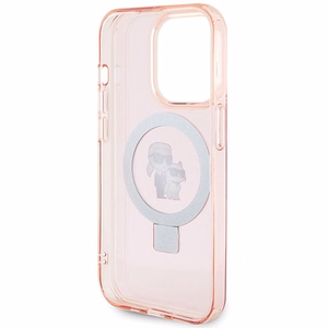 KARL LAGERFELD Suojakuori IPHONE 15 Pro MagSafe-yhteensopiva KLHMP15LHMRSKCP (Ringstand KC) vaaleanpunainen